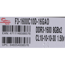 G.skill Memory DDR3 16GB (2x8GB) Ares 1600MHz CL10