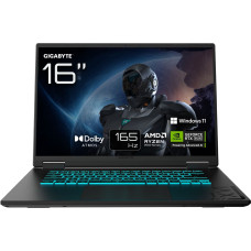 Gigabyte GAMING A16 3VHK3EE893SH ne&scaron;iojamas kompiuteris AMD Ryzen&trade; 7 260 Knyginis kompiuteris 40,6 cm (16") WUXGA 16 GB DDR5-SDRAM 512 GB SSD NVIDIA GeForce RTX 5060 Wi-Fi 6E (802.11ax) Windows 11 Home Juoda