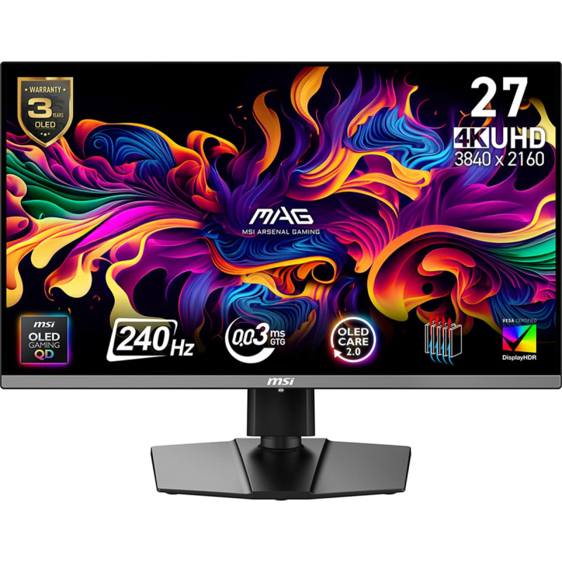 MSI MAG 272UP QD-OLED X24 kompiuterio monitorius 67,3 cm (26.5") 3840 x 2160 pikseliai 4K Ultra HD Juoda
