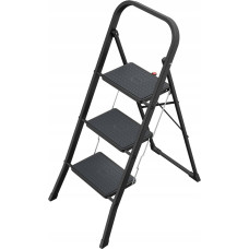 Asics Folding stepladder K44 StandardLine / steel / 3 steps safety handle / black 4007126241733