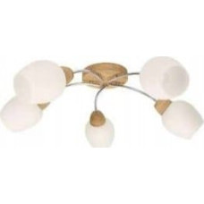 Noname Lampa sufitowa Spot Light Santa 8551574 plafon sufitowy 5x60W E27 drewniany/chromowany