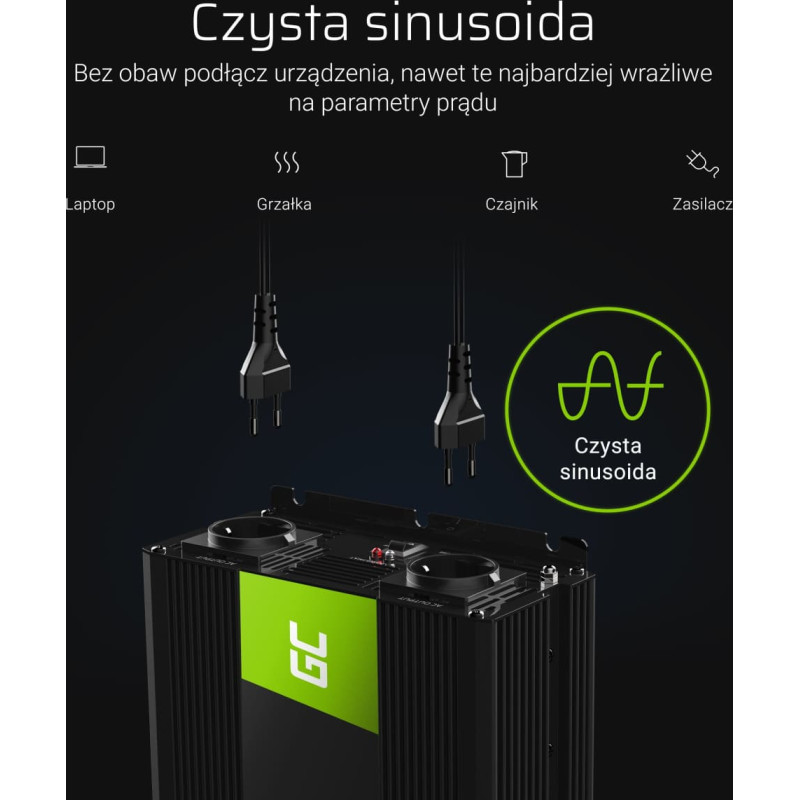 Green Cell INV22 power adapter/inverter Auto 1500 W Black