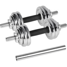Rebel ACTIVE Chrome Adjustable Dumbbells in a Case 15 kg with Barbell
