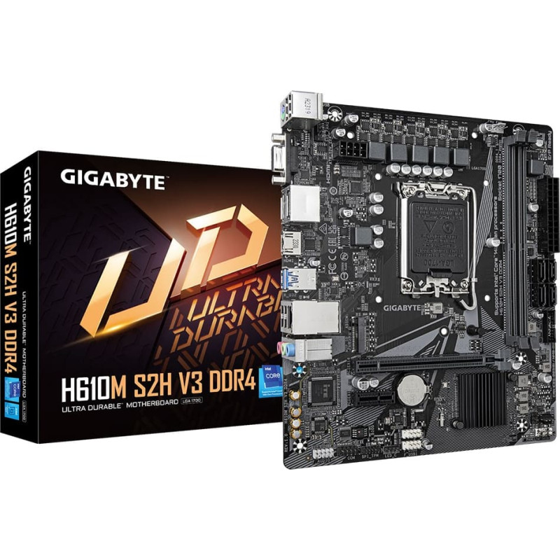 Gigabyte H610M S2H V3 DDR4 emaplaat Intel H610 Express LGA 1700 Mikro ATX