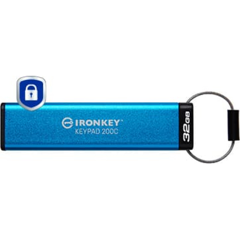 Kingston Technology IronKey Keypad 200 USB флеш накопитель 32 GB USB Type-C 3.2 Gen 1 (3.1 Gen 1) Синий