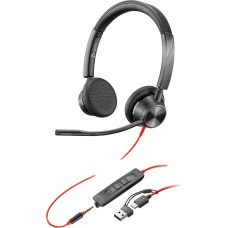 Poly HP Poly Blackwire 3325 Stereo USB-C Headset +3.5mm Plug +USB-C/A Adapter