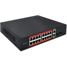 Qoltec Gigabit Ethernet SWITCH PoE 16xRJ45 2xRJ45 2xSF