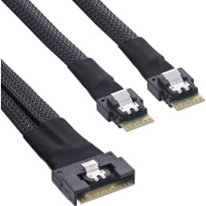 Inline InLine&reg; Slim SAS cable, SFF-8654 8i to 2x SFF-8654 4i, 0.5m