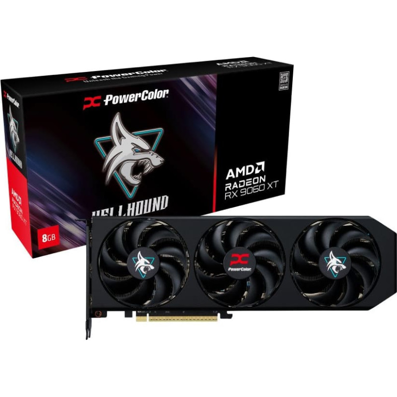Powercolor Karta graficzna POWERCOLOR Hellhound Radeon RX 9060 XT 8GB GDDR6 (RX9060XT 8G-L/OC)
