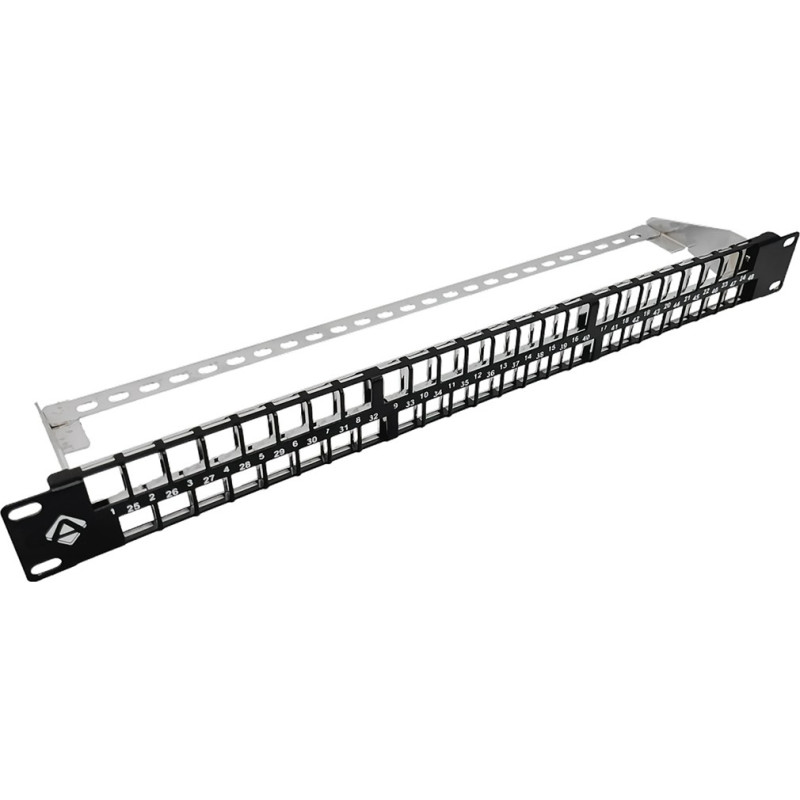 A-Lan ALANTEC 19" modular 48-port 1U patch panel with support bracket (unpopulated)