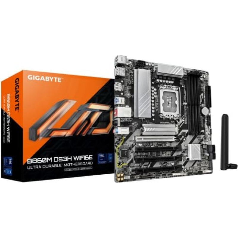 Gigabyte B860M DS3H WIFI6E pagrindinė plok&scaron;tė Intel B860 LGA 1851 (Socket V1) &bdquo;micro ATX&ldquo;