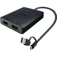 I-Tec CADUAL4KHDMI vaizdo kabelio adapteris 0,27 m USB Type-A/USB Type-C 2 x HDMI Juoda