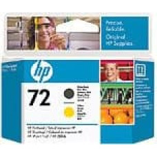HP 72 matinio spausdinimo juoda ir geltona galvutė