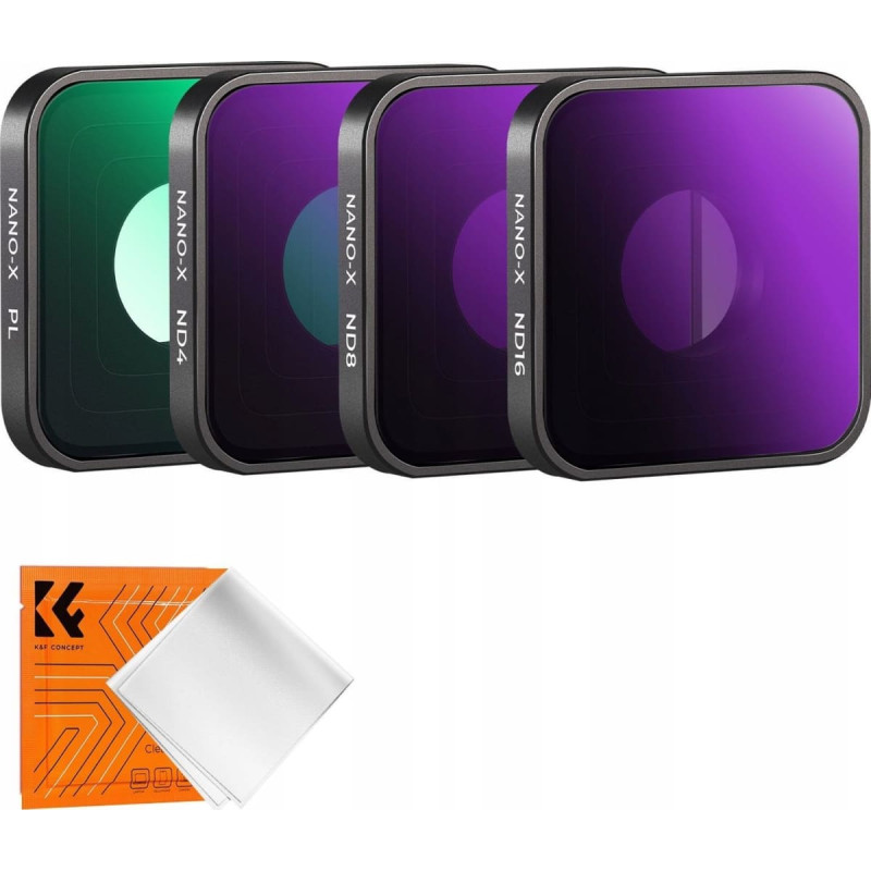 K&F Zestaw Filtr&oacute;w 4w1 Szary ND ND4 ND8 ND16 Polaryzacyjny PL do GoPro Hero 4K / SKU.2333