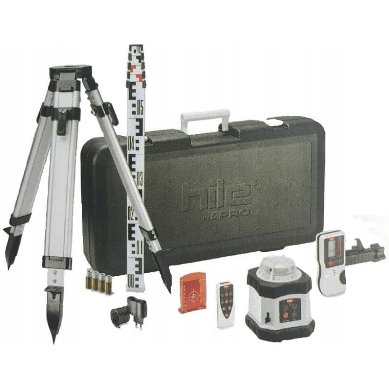 PRO NIWELATOR LASEROWY ROTACYJNY HILE D400 + STATYW + ŁATA