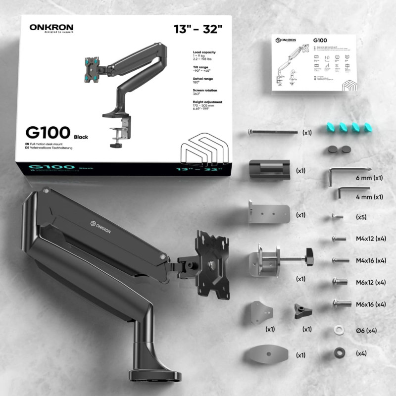 Onkron MONITOR ACC WALL MOUNT/13-32'' BLACK G100-B ONKRON G100-B (4603728440699)