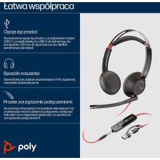 Poly HP Poly Blackwire 5220 Stereo USB-C Headset +3.5mm Plug +USB-C/A Adapter