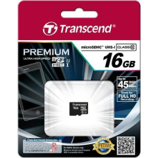 Transcend Karta Transcend Premium MicroSDHC 16 GB Class 10 UHS-I/U1  (TS16GUSDCU1)