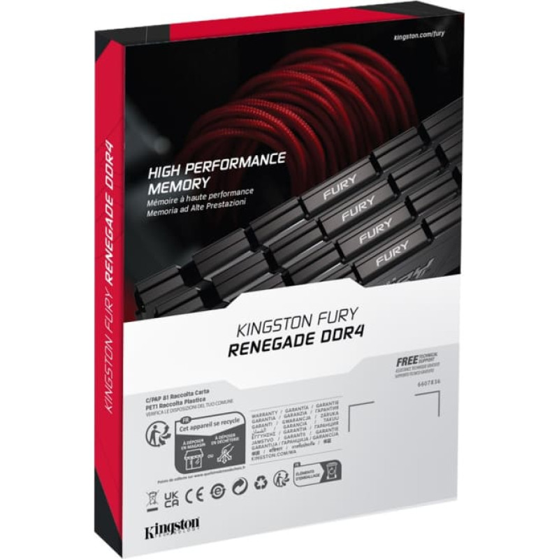 Kingston Technology FURY Renegade atminties modulis 16 GB 1 x 16 GB DDR4 3600 MT/s 288-pin DIMM