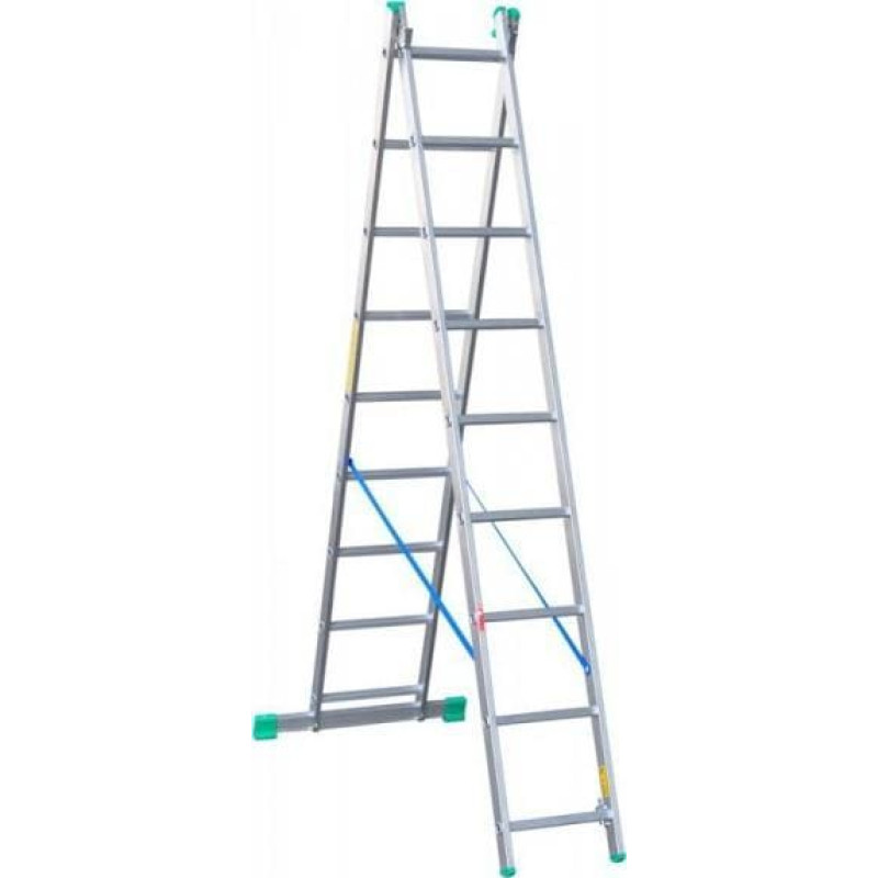 Drabex DRABINA ALUMINIOWA 2-ELEMENTOWA 421CM 9+9 SZCZEBLI