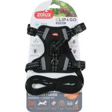 Petstory ZOLUX Zestaw szelki + smycz dla psa CLIP&GO XS czarny