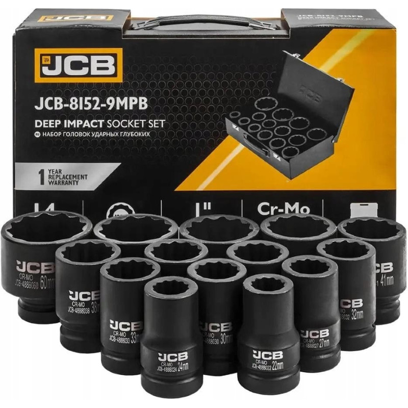 JCB NASADKI UDAROWE DŁ.kpl. 14el.1'' 12-KĄT. (22-60mm)