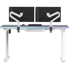 Ultradesk Biurko Ultradesk Biurko dla gracza QUEST, 140x70cm, 72-120cm, biało-szary