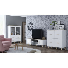 Cama Meble Cama sideboard LOTTA 110 4D white + sonoma oak