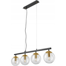 Lamkur Eloise 47447 lampa wisząca zwis modern belka kule szklane klosze 4x15W E14 czarna/mosiądz