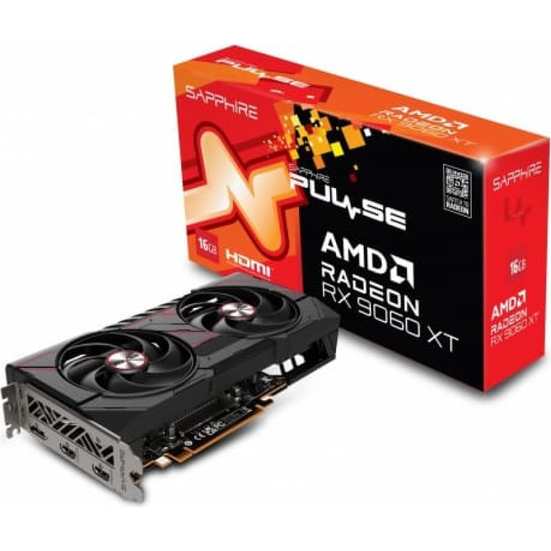 Sapphire Technology Graphics card Radeon RX 9060 XT PULSE 16GB GDDR6 128bit DP/2HDMI