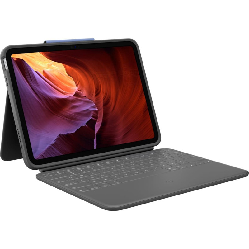 Logitech Rugged Folio, etui z klawiaturą do iPada (10. gen. i A16), QWERTY układ US international - Szary (920-011208)