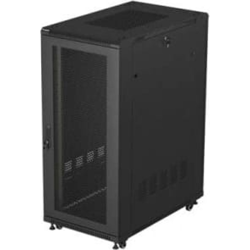 Lanberg 19-inch 27U floor-standing rack cabinet, 600x1000, mesh door, (flat-pack), black