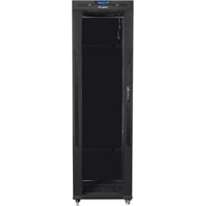 Lanberg Installation cabinet rack 19 42u 600x600 black, black glass door lcd (Flat pack)