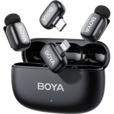 Boya Microphone Wireless Mini 2-01 2.4GHz, with 2 transmitters and 2 receivers (Type-C and Lightning) Black EU