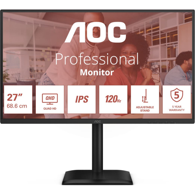 AOC E4 Q27E4U kompiuterio monitorius 68,6 cm (27") 2560 x 1440 pikseliai Quad HD LED Juoda