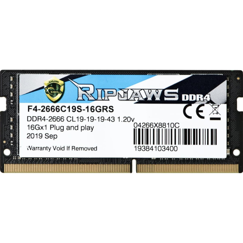 G.skill SODIMM DDR4 16GB Ripjaws 2666MHz CL19 1,2V
