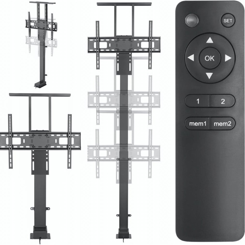ART UCHWYT TV-WINDA STEROWANY ELEKTRYCZNIE AR-93M MOBILNY 60KG max 80'' VesaMax600x400