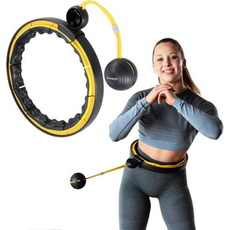 HMS HHM21 HULA HOP BLACK/YELLOW Z MAGNESAMI, WYPUSTKAMI TPE I OBCIĄŻNIKIEM + LICZNIK HMS