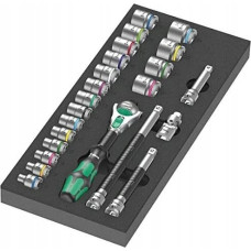 Wera Zestaw narzędzi Wera Wera 9721 foam tray 8000 B Zyklop ratchet 3/8'' set 1, 23 pieces, tool set (black/grey, ratchet and socket set, in foam tray for workshop trolley)