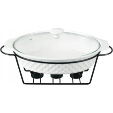 Maestro Podgrzewacz do jedzenia potraw na świeczki owalny biały 32.5cm 1.5L MAESTRO MR-11359-74