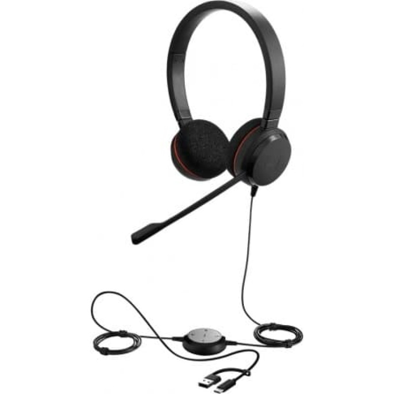 Jabra Evolve 20 Headset Wired Head-band Office/Call center USB Type-C / USB Type-A Black