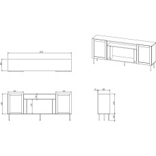 Cama Meble JUTA EF chest of drawers + electric fireplace 202x39.5x85 black + linol calabria
