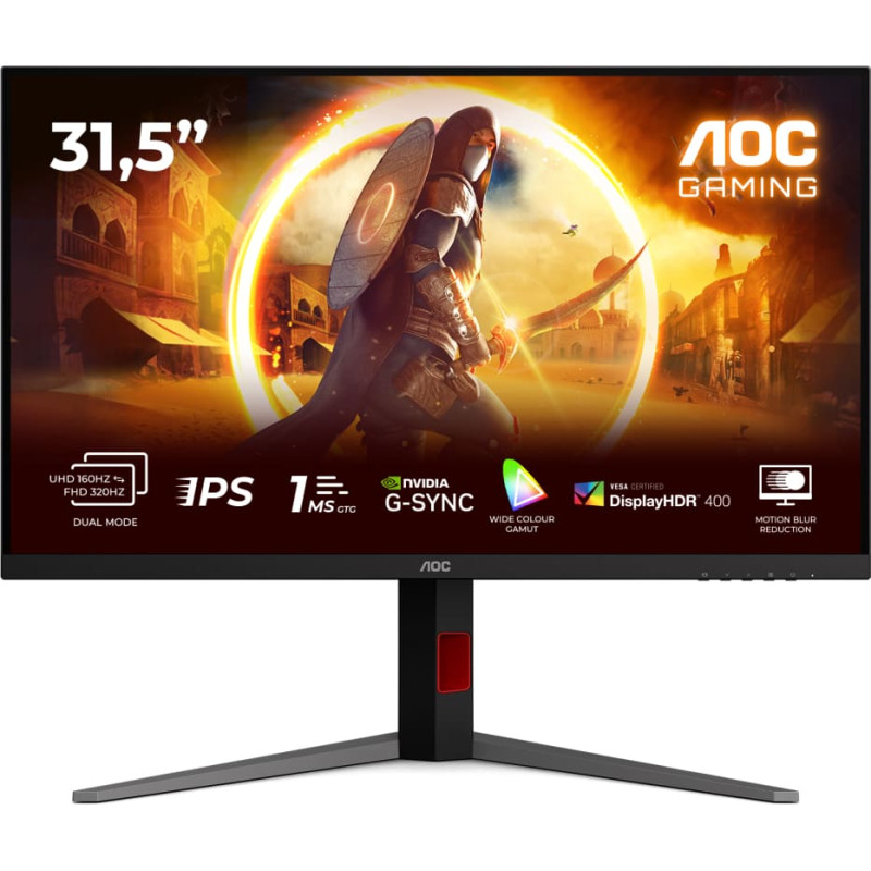 AOC G4 U32G4U PC lamekuvar 80 cm (31.5") 3840 x 2160 pikslit 4K Ultra HD Must, Punane