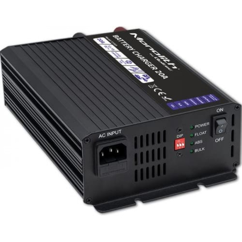Qoltec Charger for LiFePO4 AGM GEL SLA batteries, 20A
