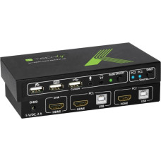 Intellinet Techly 2x1 USB HDMI KVM Switch 4Kx2K IDATA KVM-HDMI2U KVM jungiklis Juoda