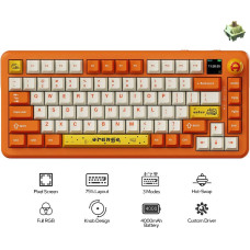Ajazz Klawiatura AK820 MAX Avocado Switch Orange-White Theme-RGB-With Screen