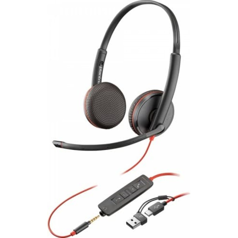 Poly Headset Blackwire 3225 USB-C + USB-C/A (Bulk) 8X229A6