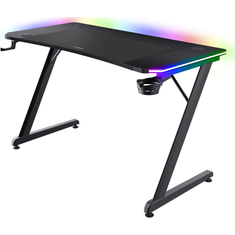 Trust Biurko Trust GXT 710 Luminus Pro RGB Czarne 120 cmx60 cm