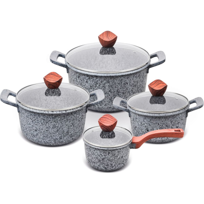 Promis Set of pots GRANITE, saucepan 16 cm, pots 20,24,28 brown handles
