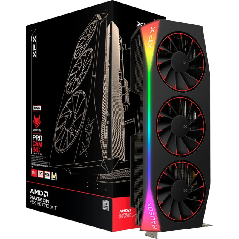 XFX Mercury Radeon RX 9070 XT OC Magnetic Air Edition RGB AMD 16 GB GDDR6